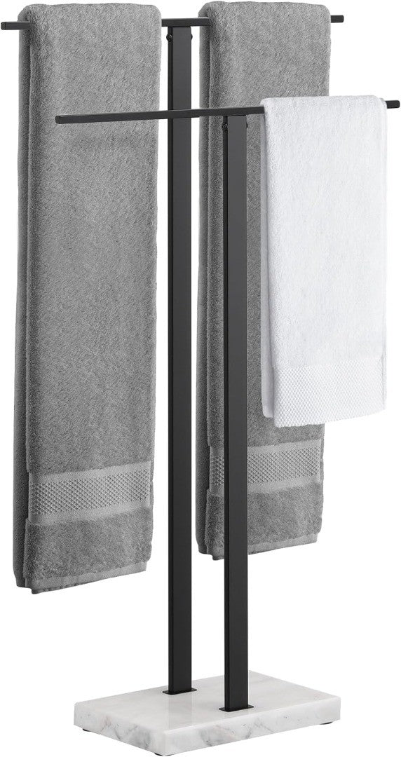 Free Standing Towel Rail with Marble Base, Black