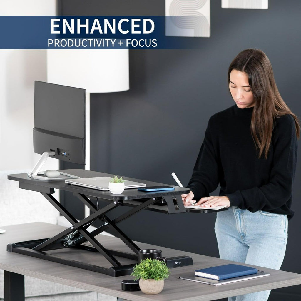 VIVO Standing Desk Converter Height Adjustable 81cm Black | Scope ...