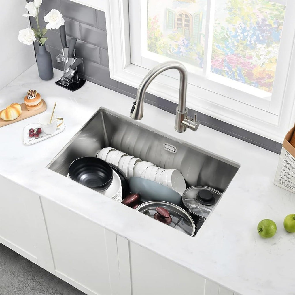 Single Bowl Kitchen Sink 70x40cm Brushed Stainless Steel | Scope Online ...