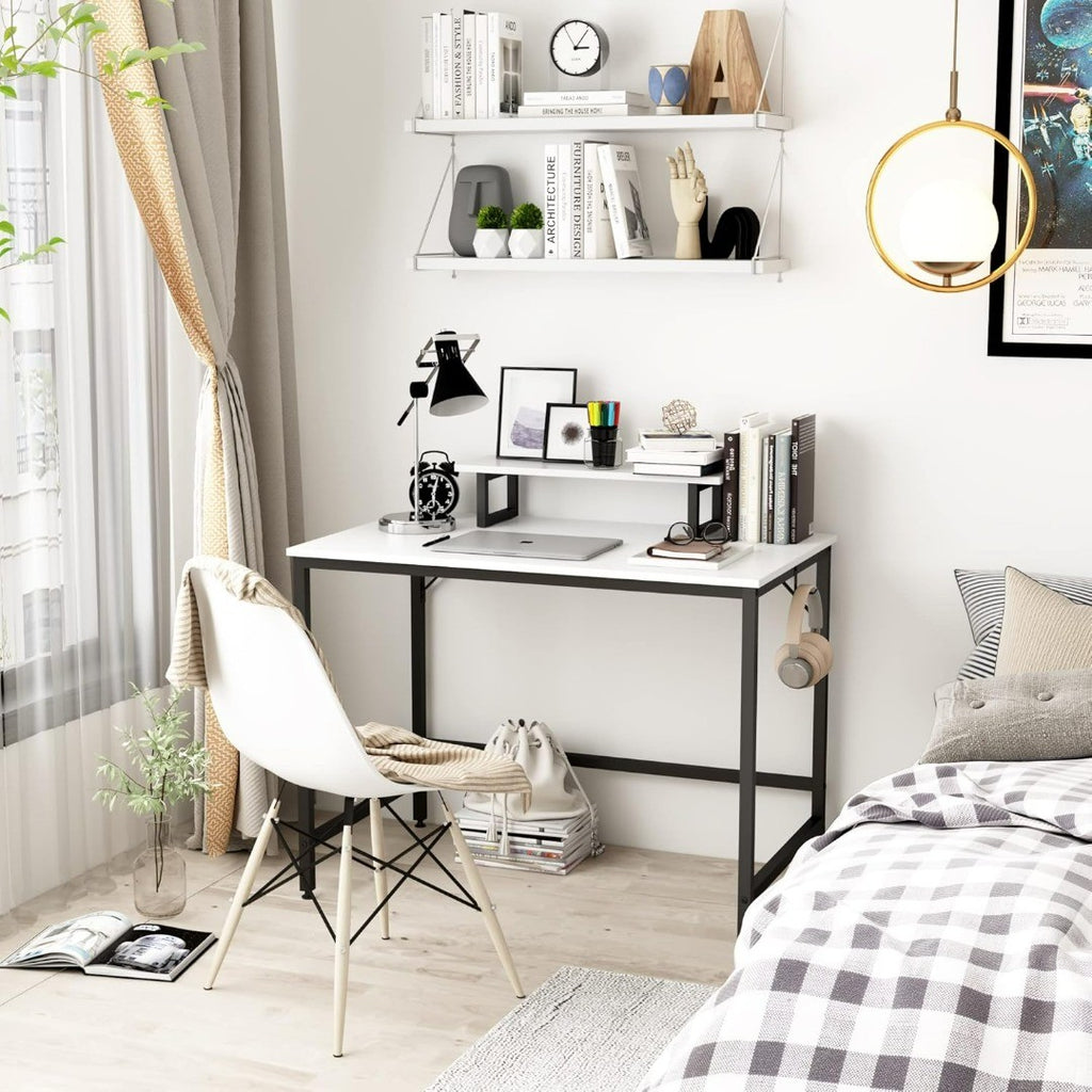 HOMEYFINE Computer Desk with Monitor Stand 100cm White | Scope Online ...