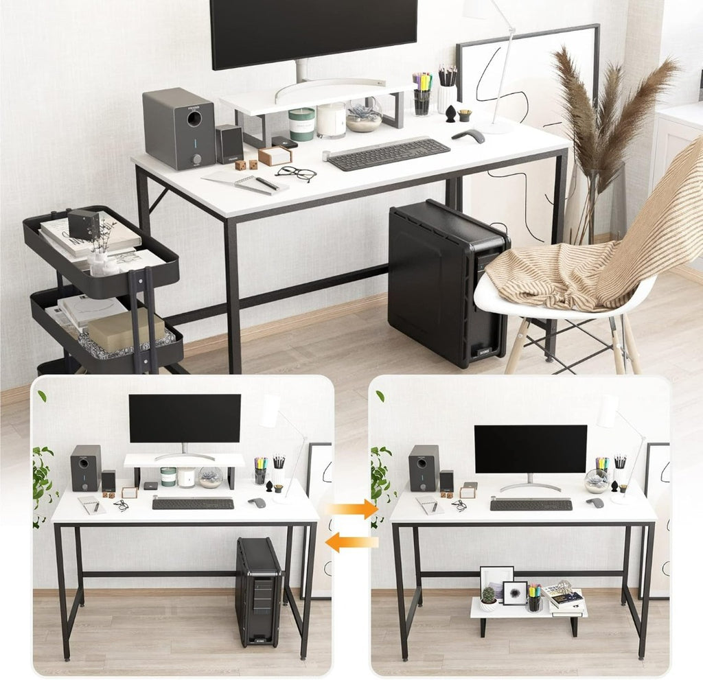 HOMEYFINE Computer Desk with Monitor Stand 100cm White | Scope Online ...