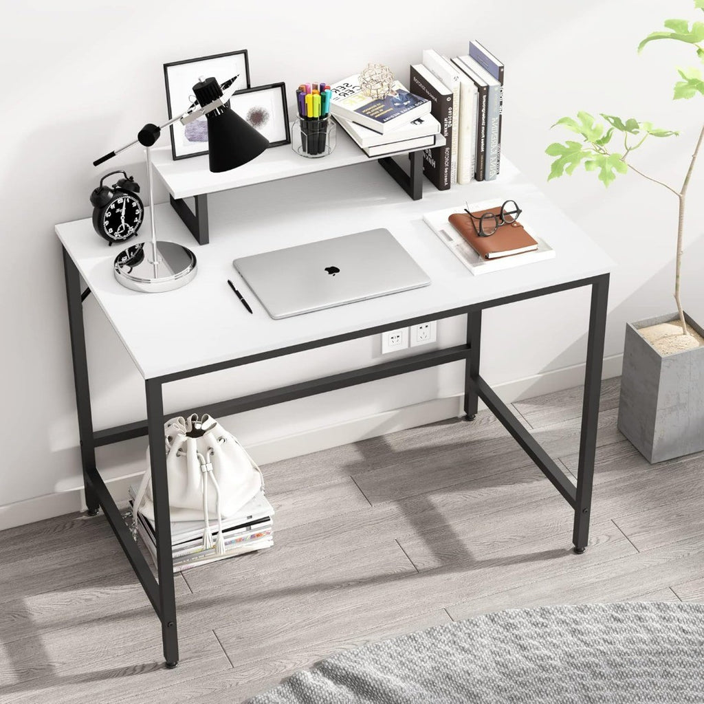 HOMEYFINE Computer Desk with Monitor Stand 100cm White | Scope Online ...
