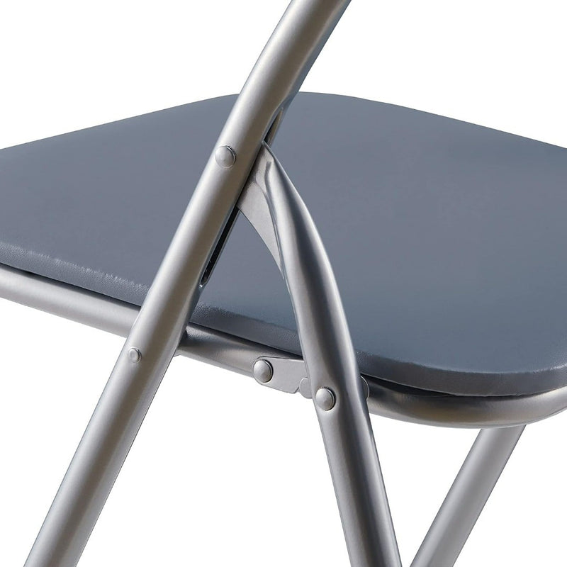 LECHAMP Pack of 4 Folding Chairs with Padded Seat Grey