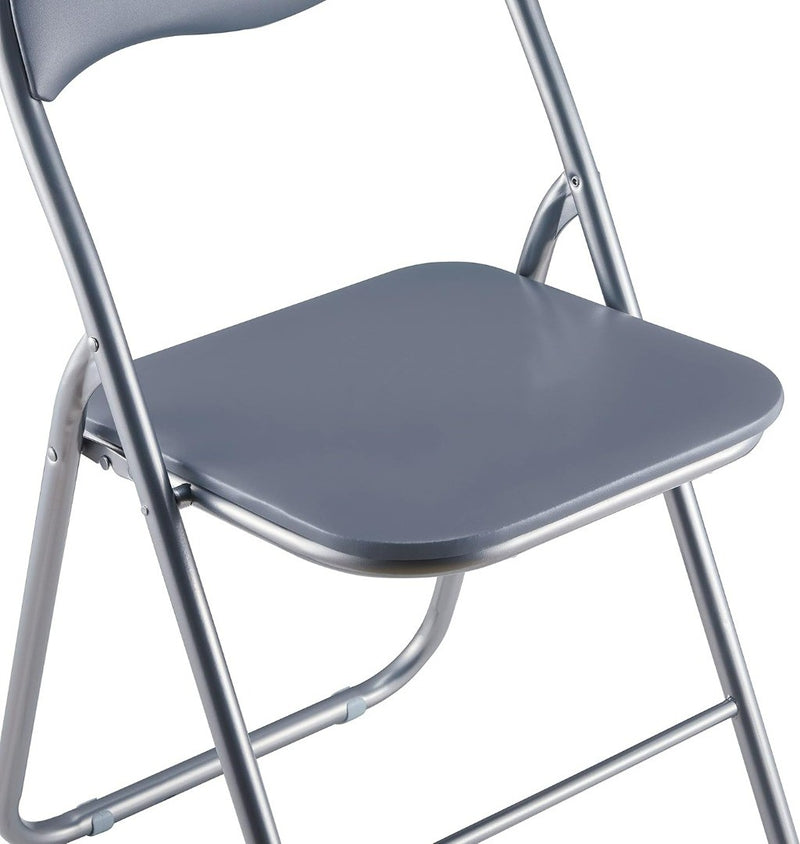 LECHAMP Pack of 4 Folding Chairs with Padded Seat Grey