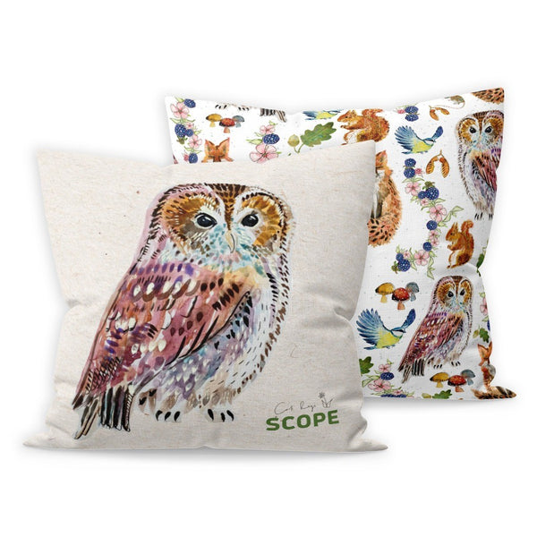 Woodland Animals by Badibidu Owl Cushion