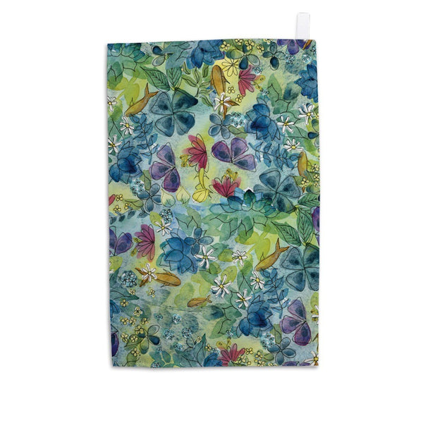 Water Flowers by Badibidu Tea Towel