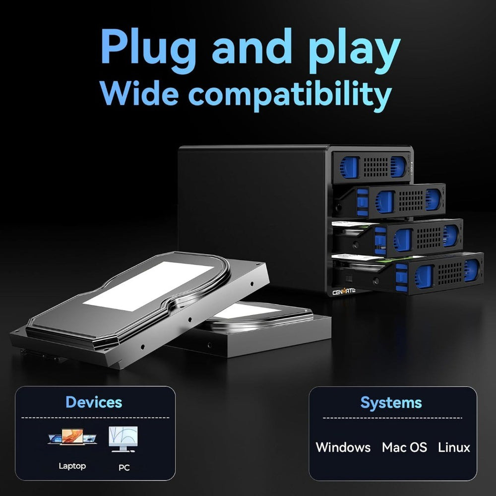 CENMATE 4-Bay RAID Hard Drive Enclosure with Cooling Fan