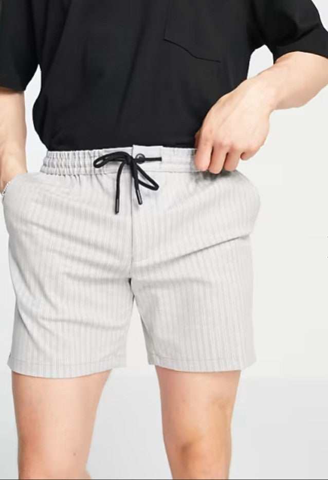 TOPMAN Men's Skinny Stripe Woven Shorts W32 Light Grey