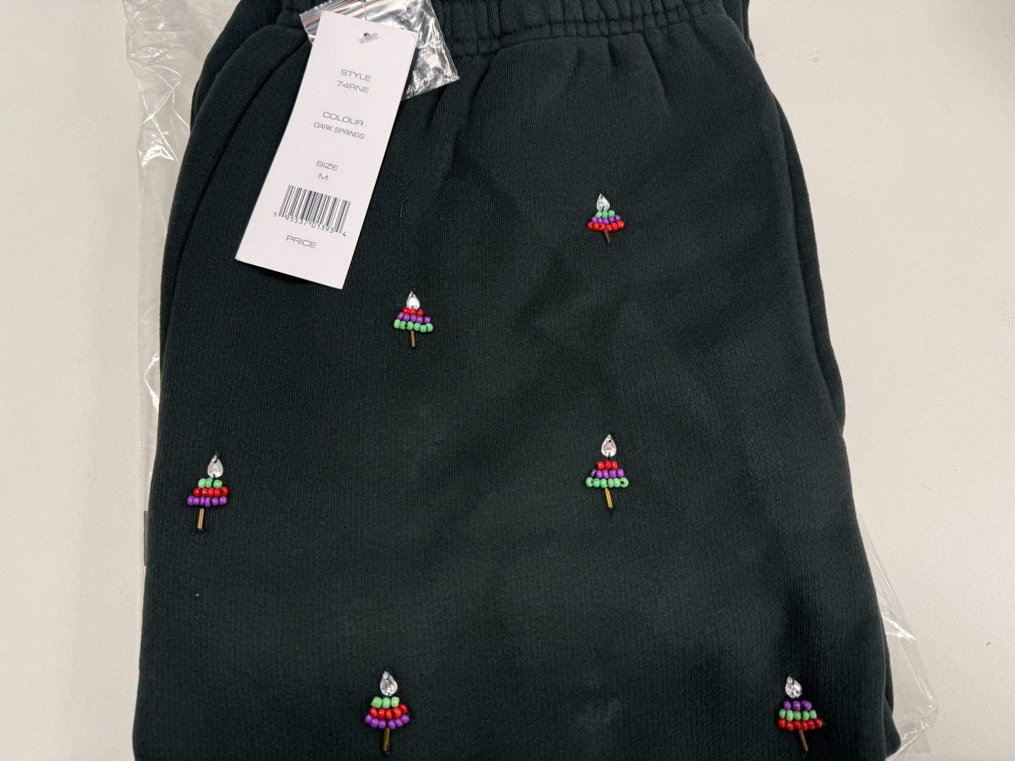 FRENCH CONNECTION Rina Embellished Joggers XL Dark Green
