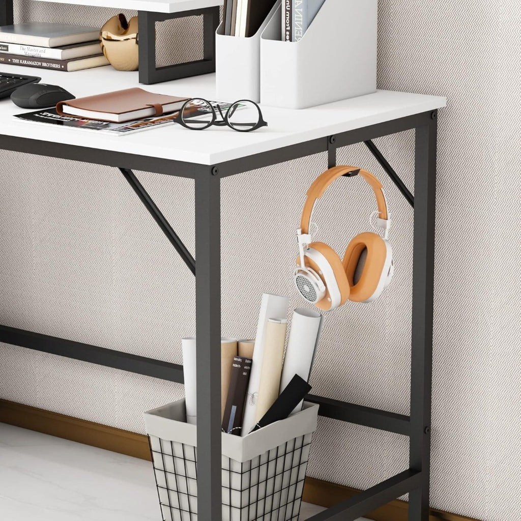 HOMEYFINE Computer Desk with Monitor Stand 100cm White | Scope Online ...