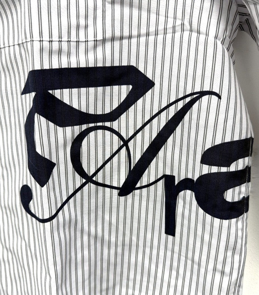ASOS DESIGN Oversized Side-Printed Shirt XL White Pinstripe