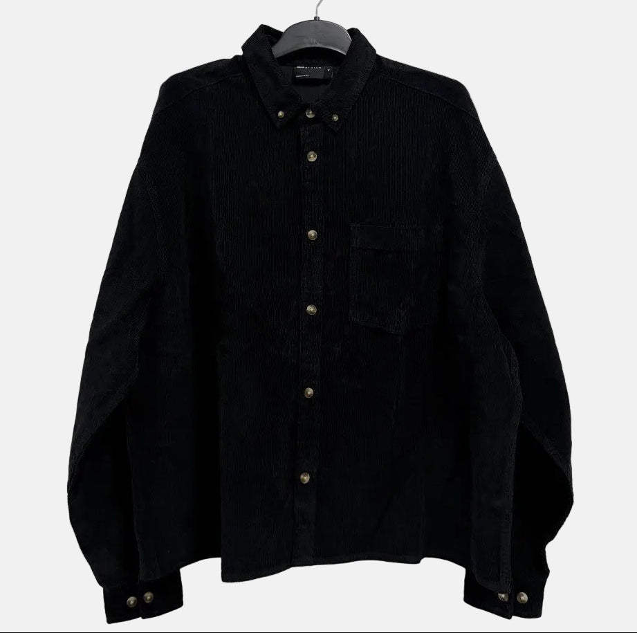 ASOS DESIGN Men's Embroidered Back Cord Shirt XL Black