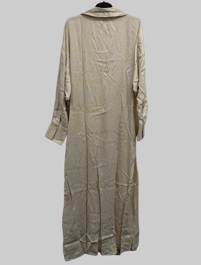 TOPSHOP Midi Wrap Satin Shirt Dress UK 18 Ivory