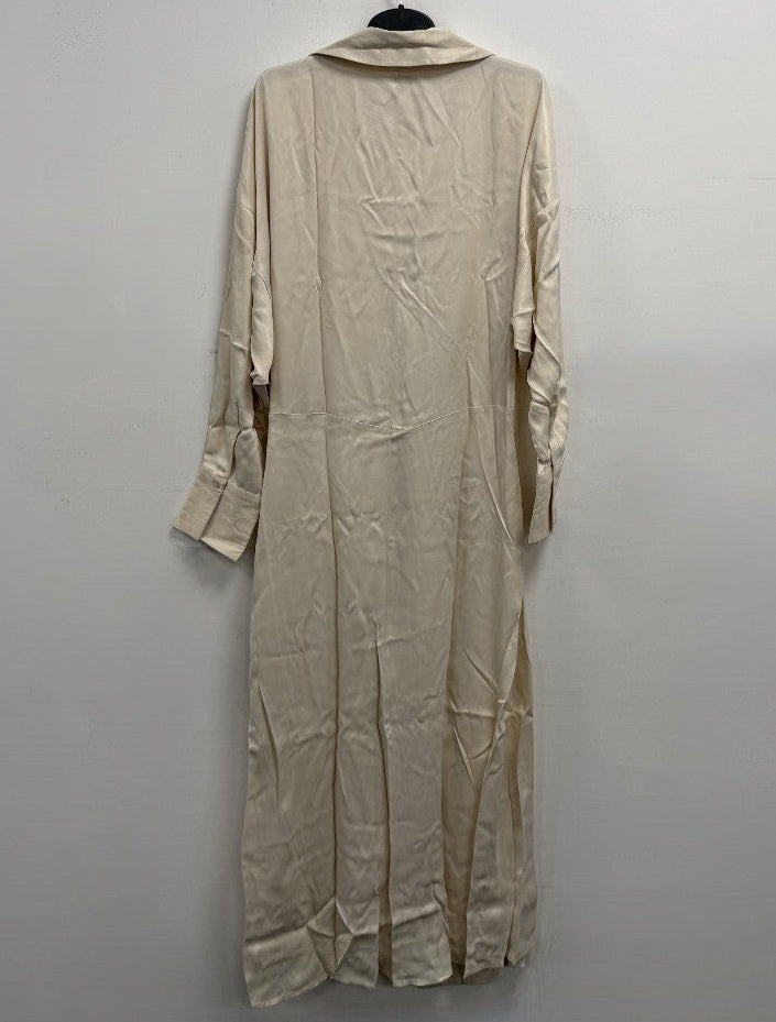 TOPSHOP Midi Wrap Satin Shirt Dress UK 12 Ivory