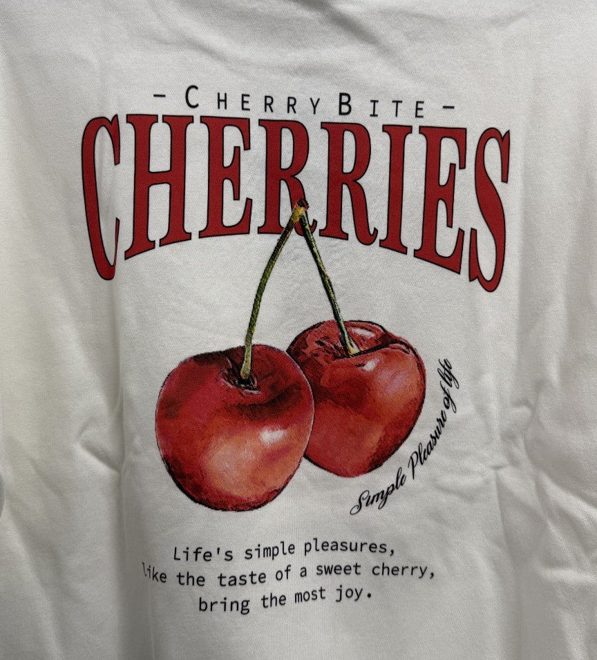 ONLY Women's Sweatshirt Cherries Back Print M White