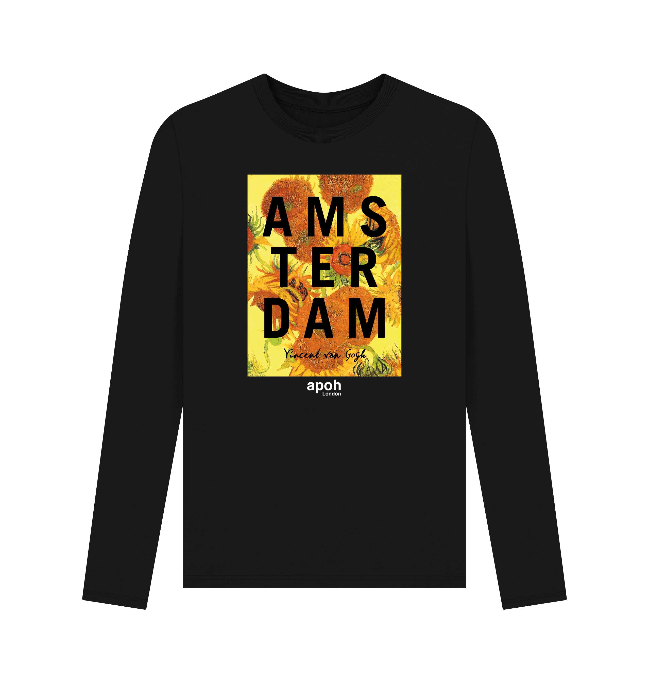 Black Printed Long Sleeve T Shirt Front