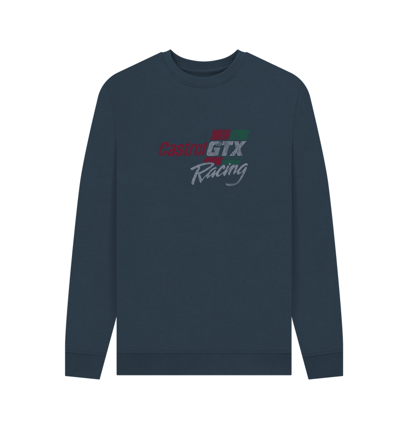 Navy Blue Printed Sweater Front
