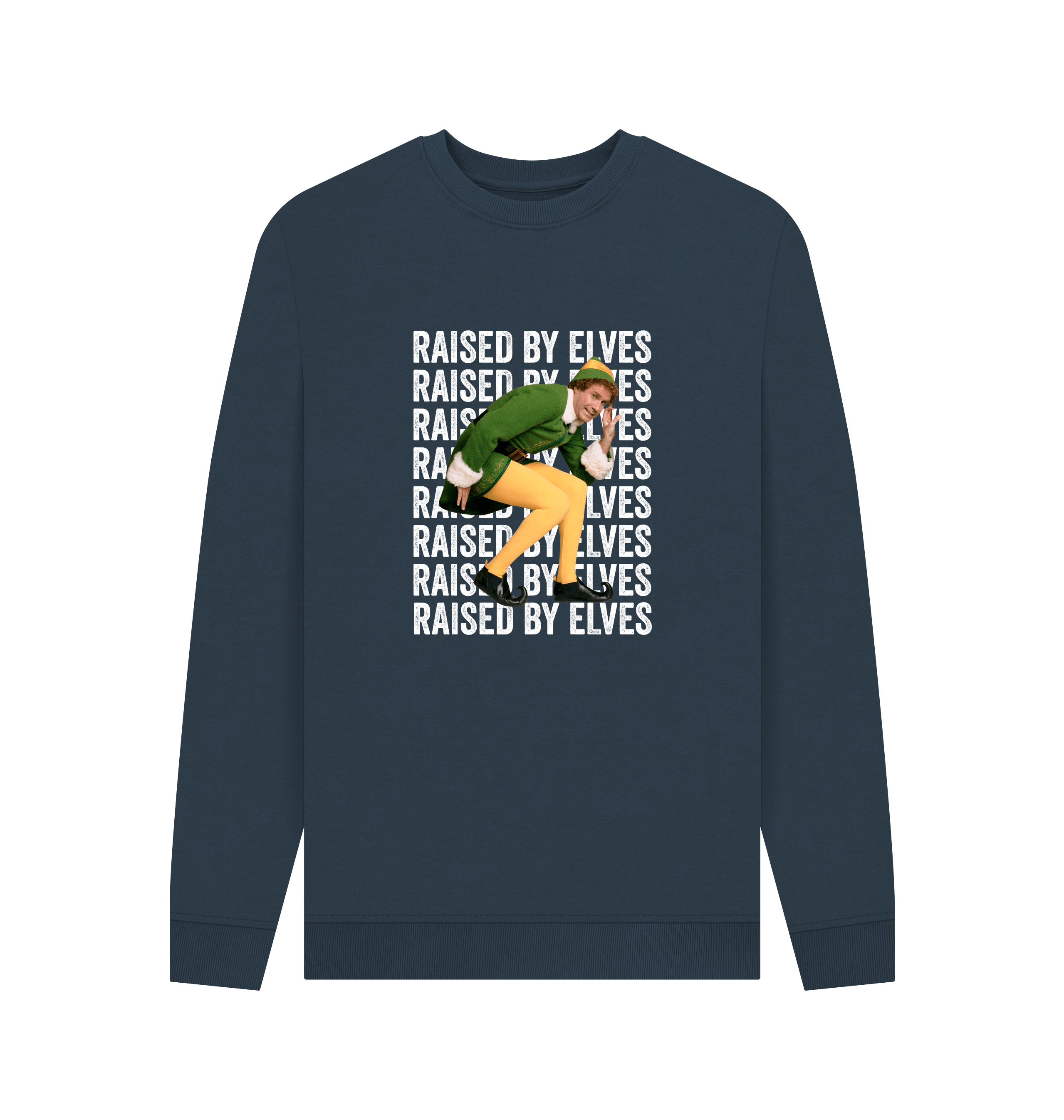 Navy Blue Printed Sweater Front