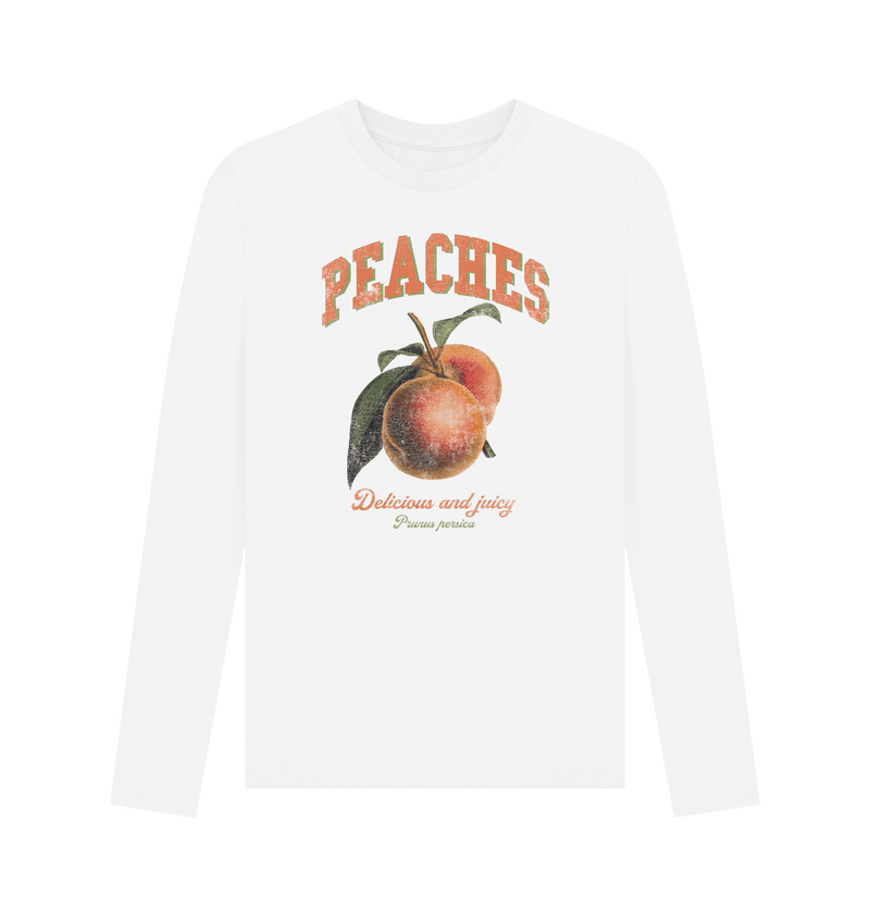 White Printed Long Sleeve T Shirt Front
