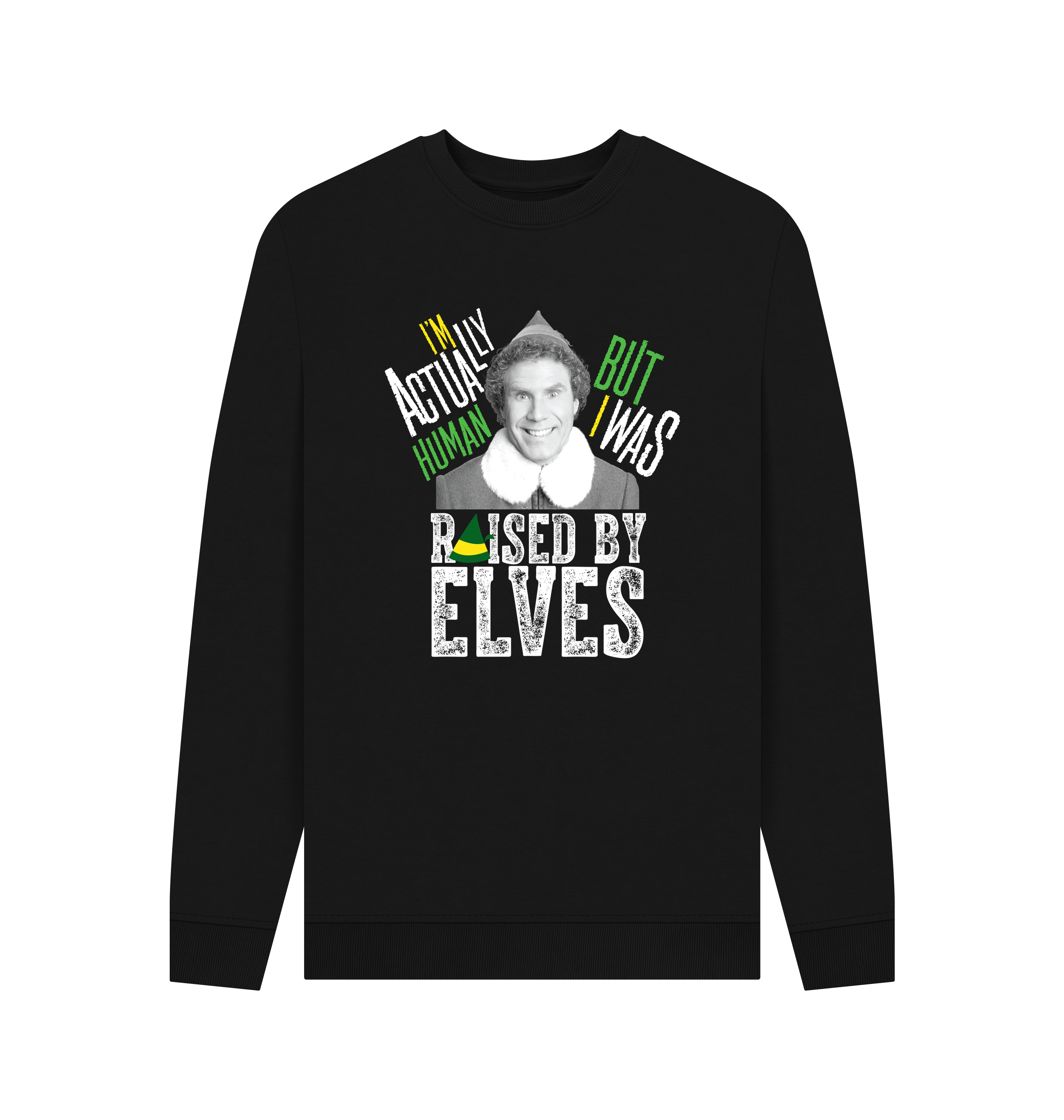 Black Printed Sweater Front