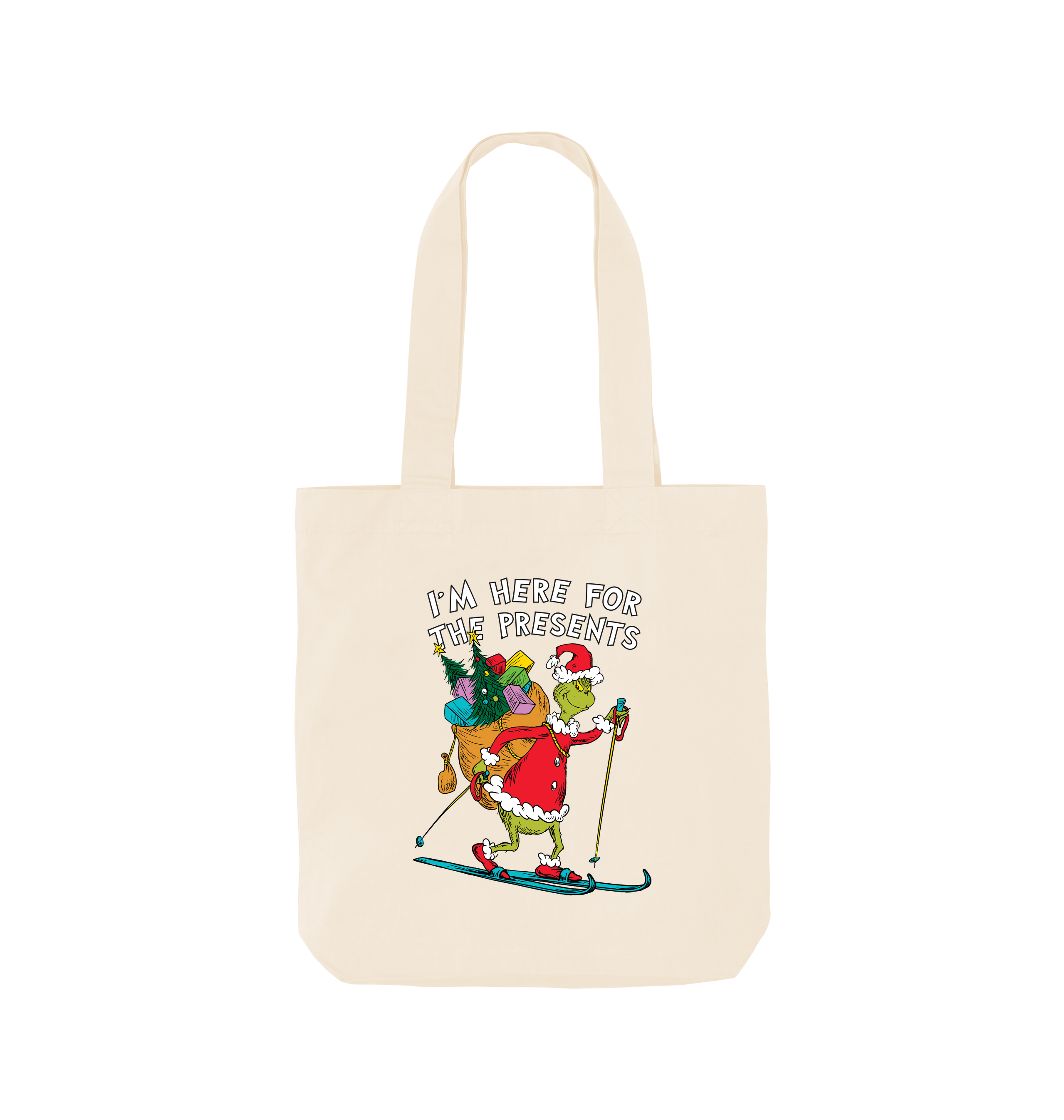 The Grinch Here For The Presents Graphic Cream Tote Bag | Disability ...
