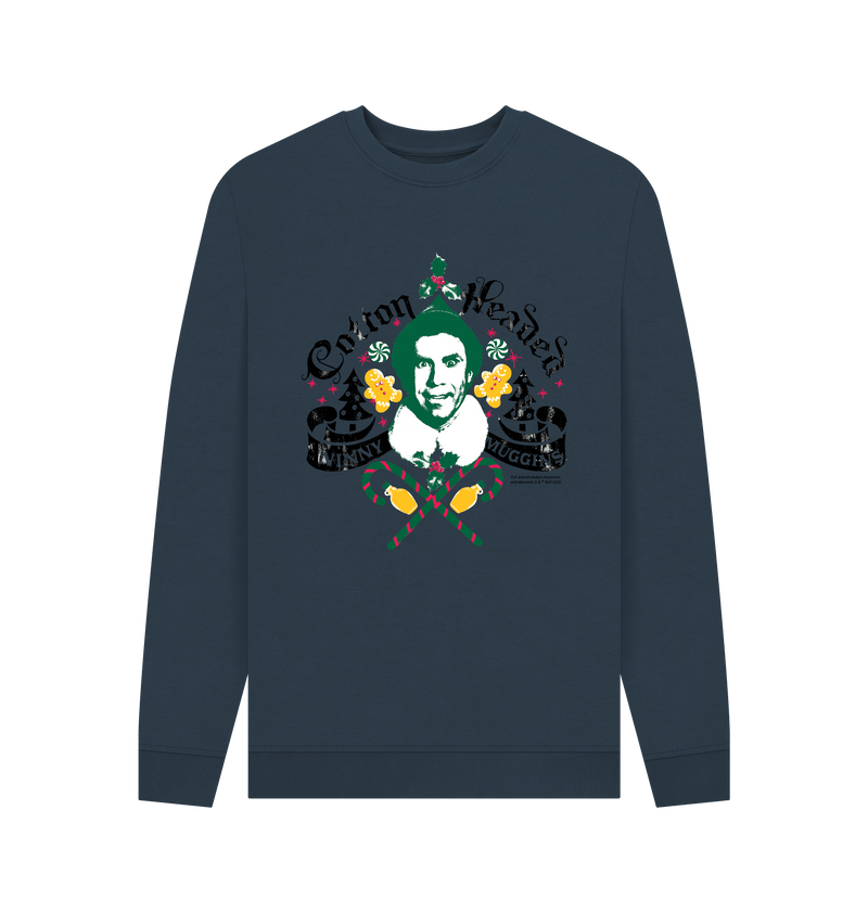 Navy Blue Printed Sweater Front