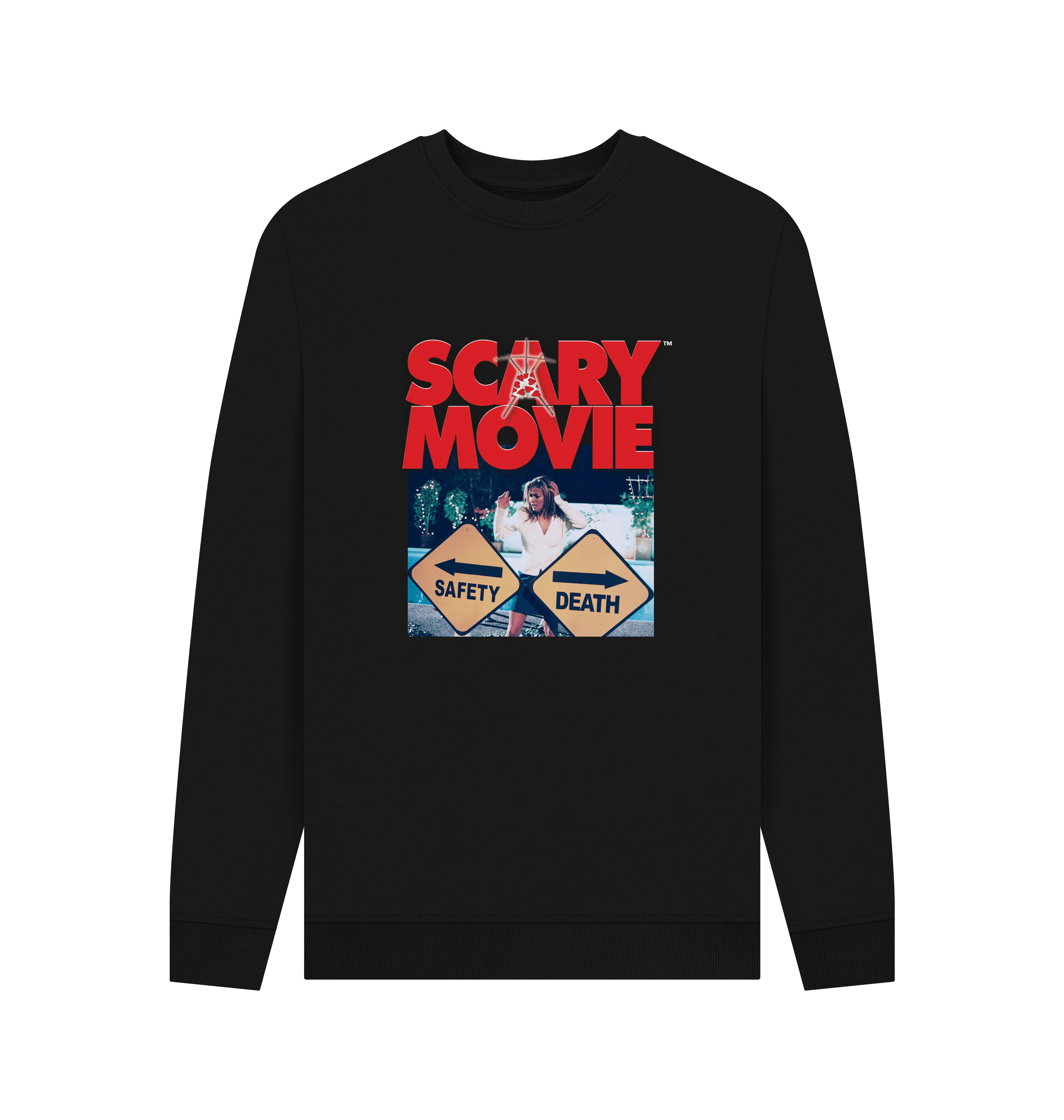 Black Printed Sweater Front