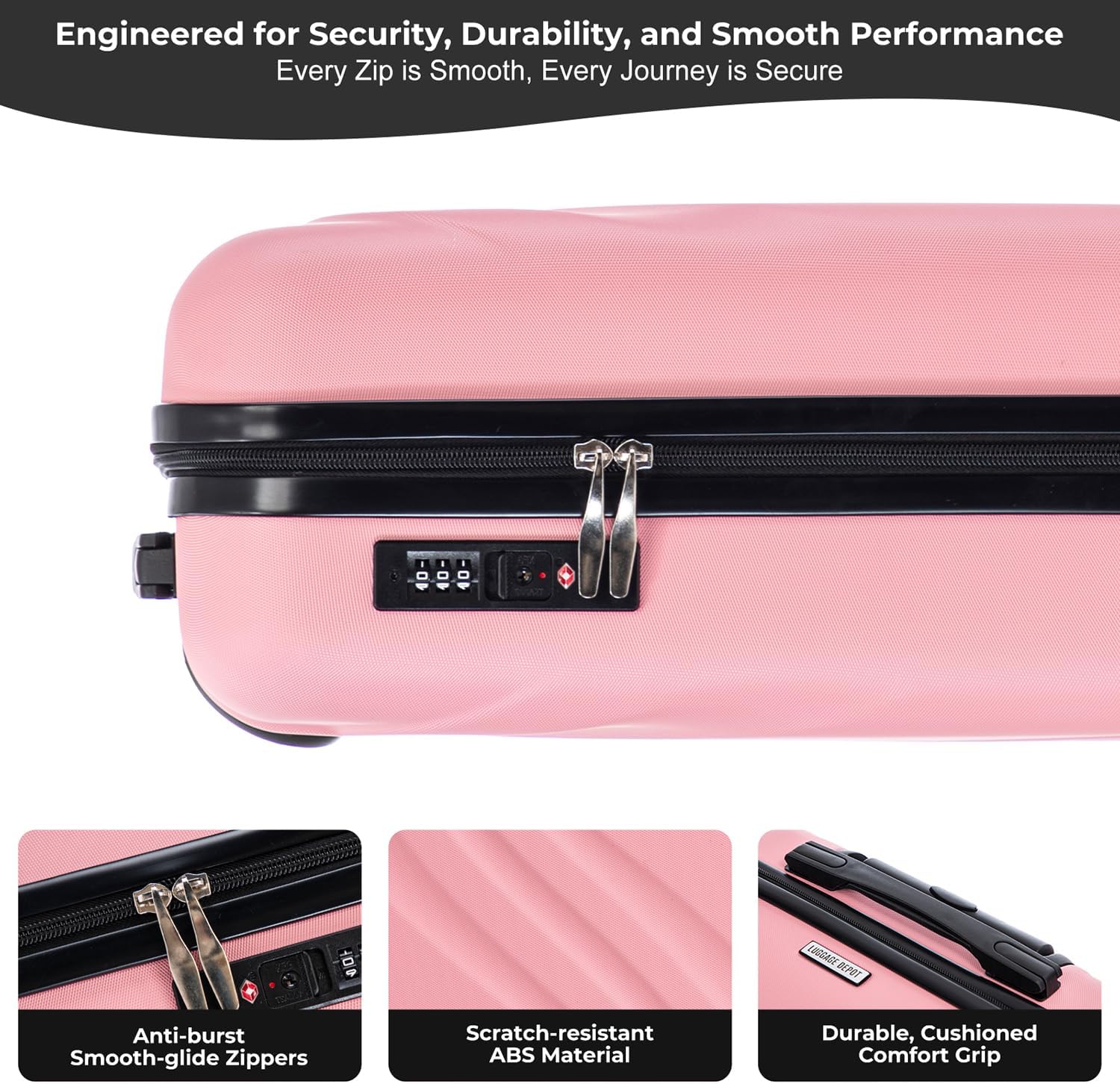 LUGGAGE DEPOT Carry-On Hard Shell Suitcase 20in Pink