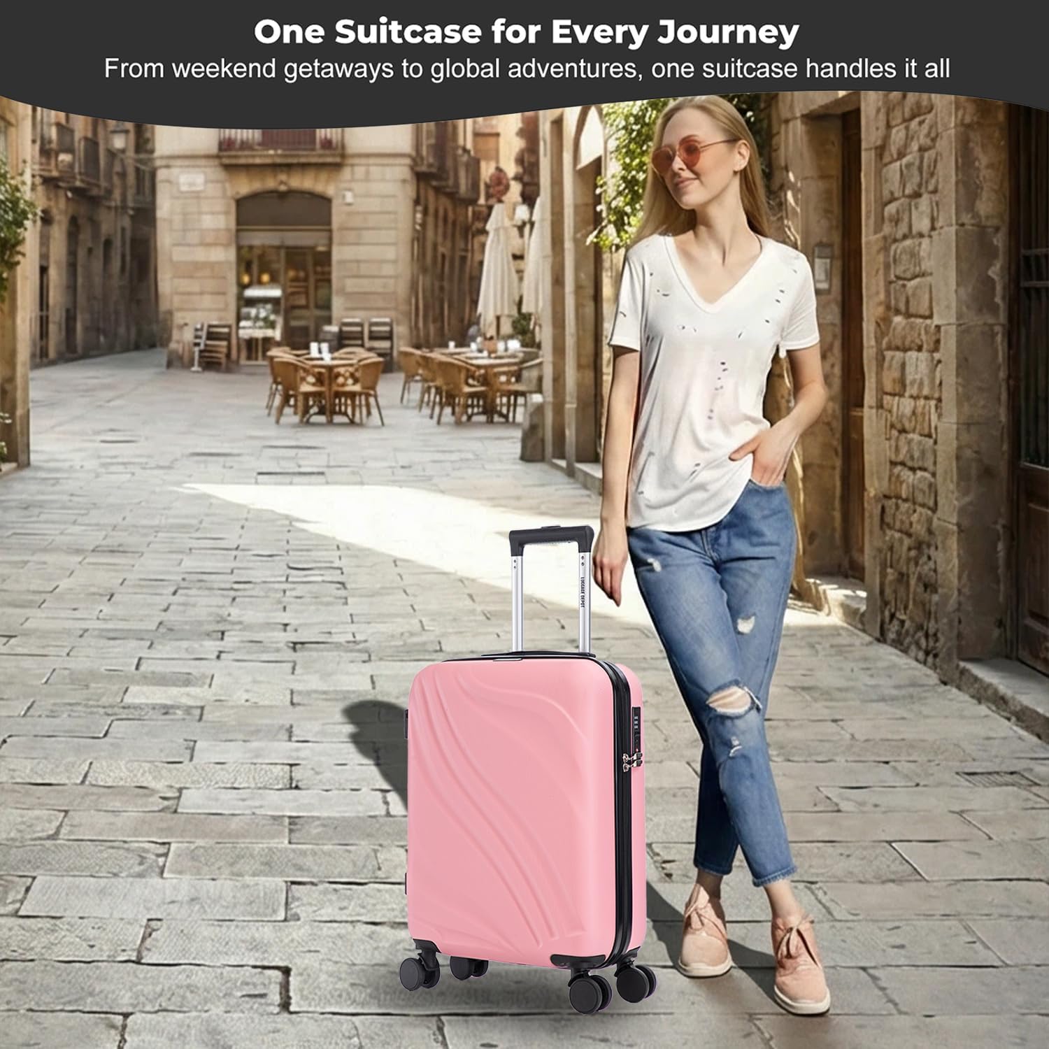 LUGGAGE DEPOT Carry-On Hard Shell Suitcase 20in Pink