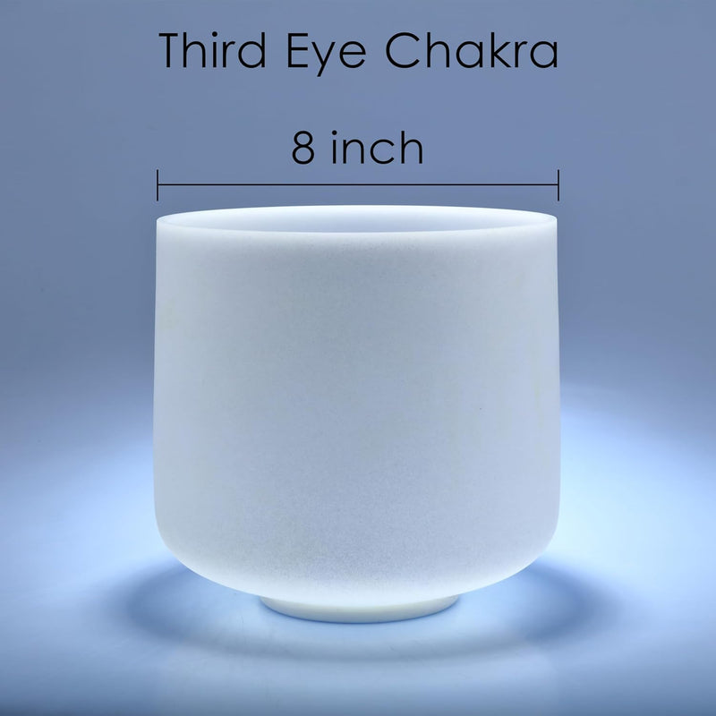 TOPFUND Crystal Chakra Singing Bowl with Carry Case A-Note 8in