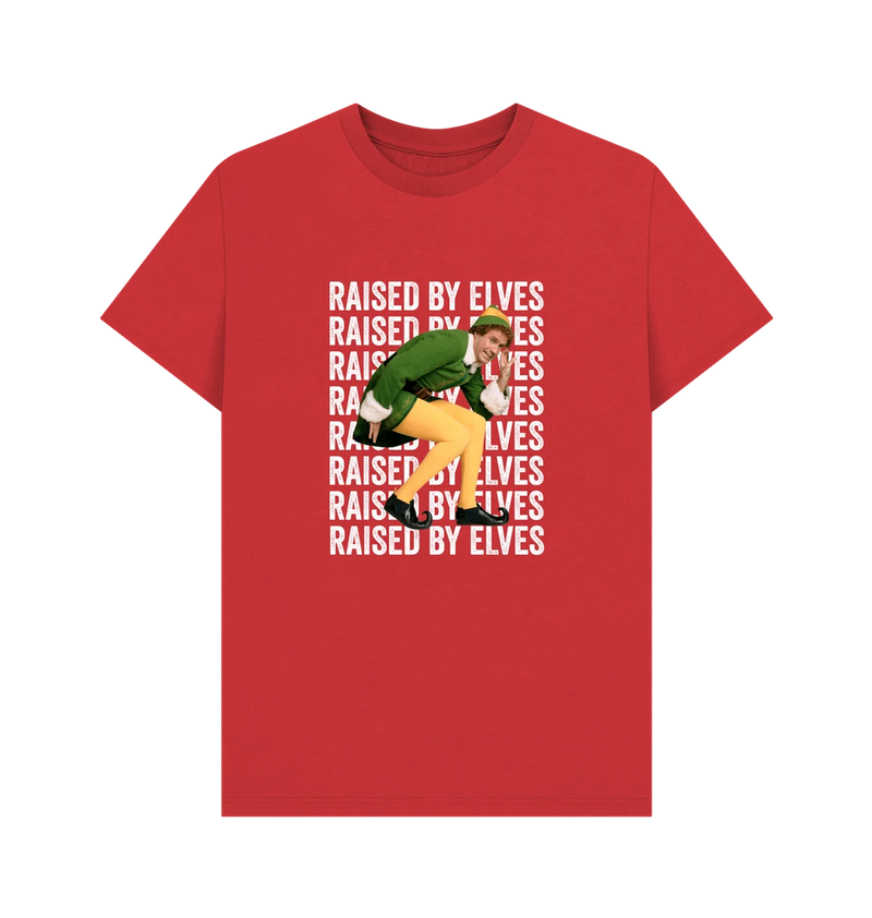 Elf 'Raised By Elves' Graphic Red T-Shirt