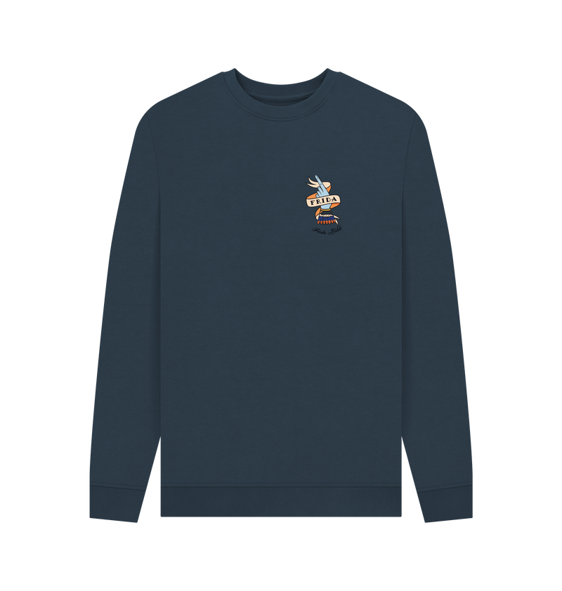 Navy Blue Printed Sweater Front