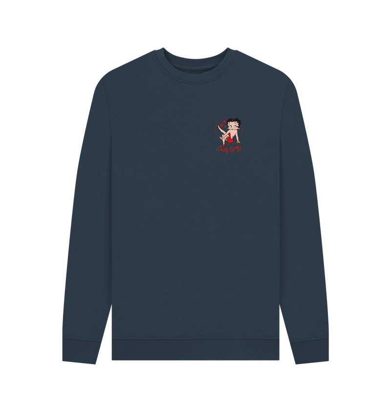Navy Blue Printed Sweater Front