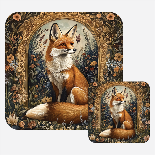 Fancy Fox Set of 4 Table Mats and Matching Coasters