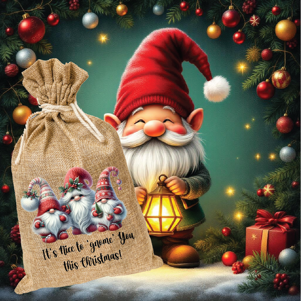 It's Nice To Gnome You Santa Sack