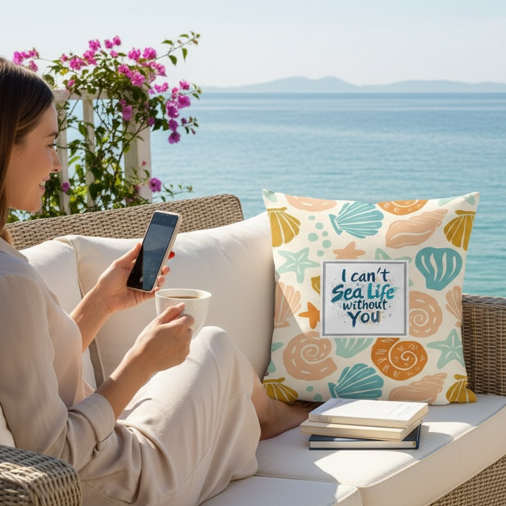 I Can't Sea Life Without You Cushion