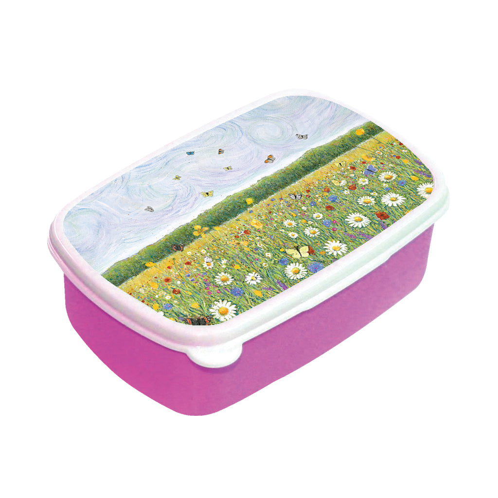 Butterfly Meadow by Sue Trickey Lunch Box Pink