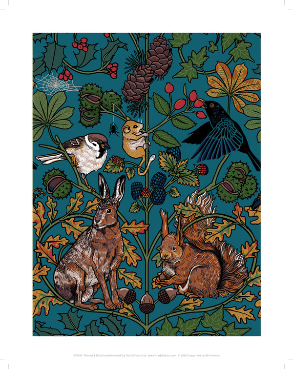 Enchanted Woodland  by Abi Stevens  | Charity  Woodland Animals Art Print (Unframed)