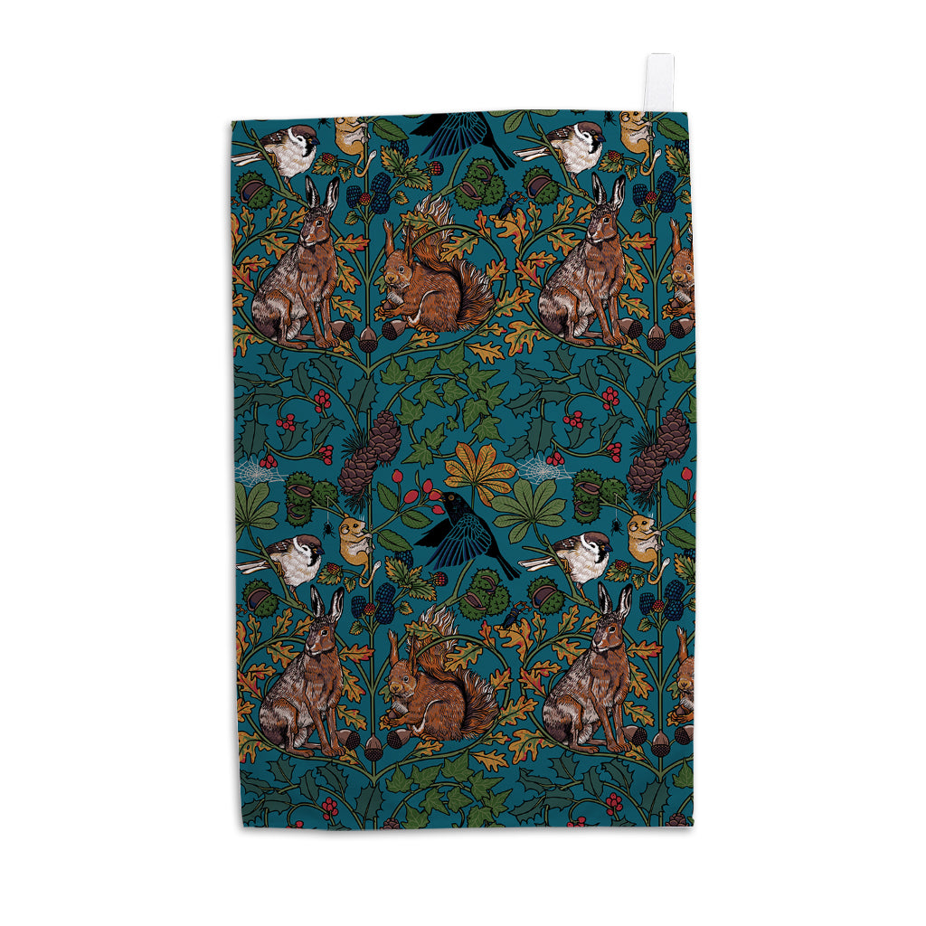 Enchanted Woodland  by Abi Stevens  | Charity  Woodland Animals Tea Towel