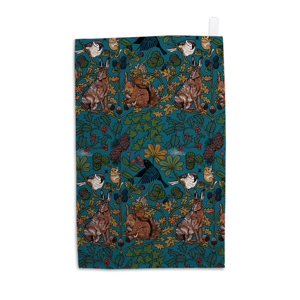 Enchanted Woodland  by Abi Stevens  | Charity  Woodland Animals Tea Towel
