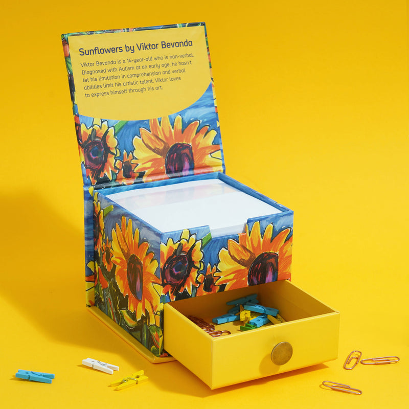 Sunflower Fields Memo Cube by Viktor Bevanda