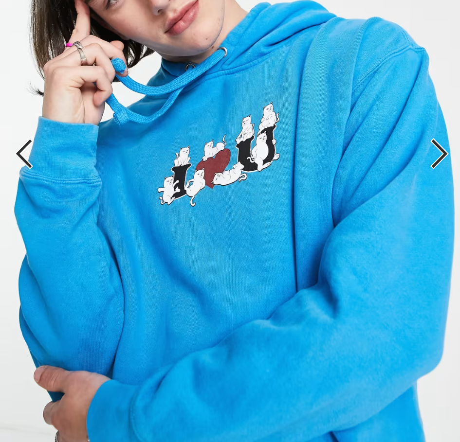 RIPNDIP I Heart U Unisex Hoodie L Blue