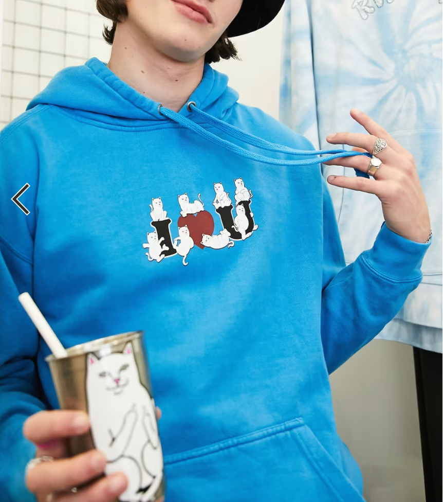 RIPNDIP I Heart U Unisex Hoodie L Blue