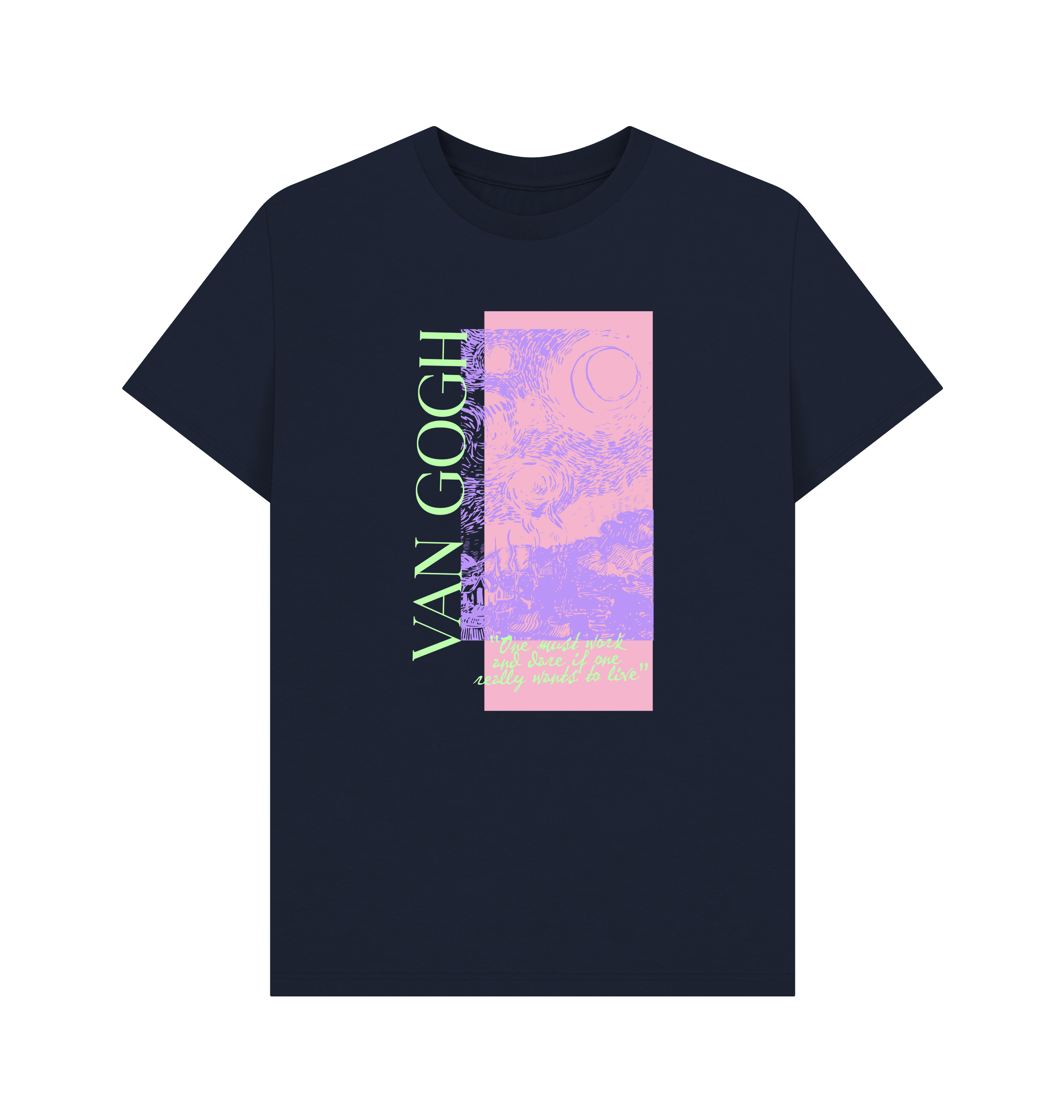 Navy Blue Printed T-shirt Front