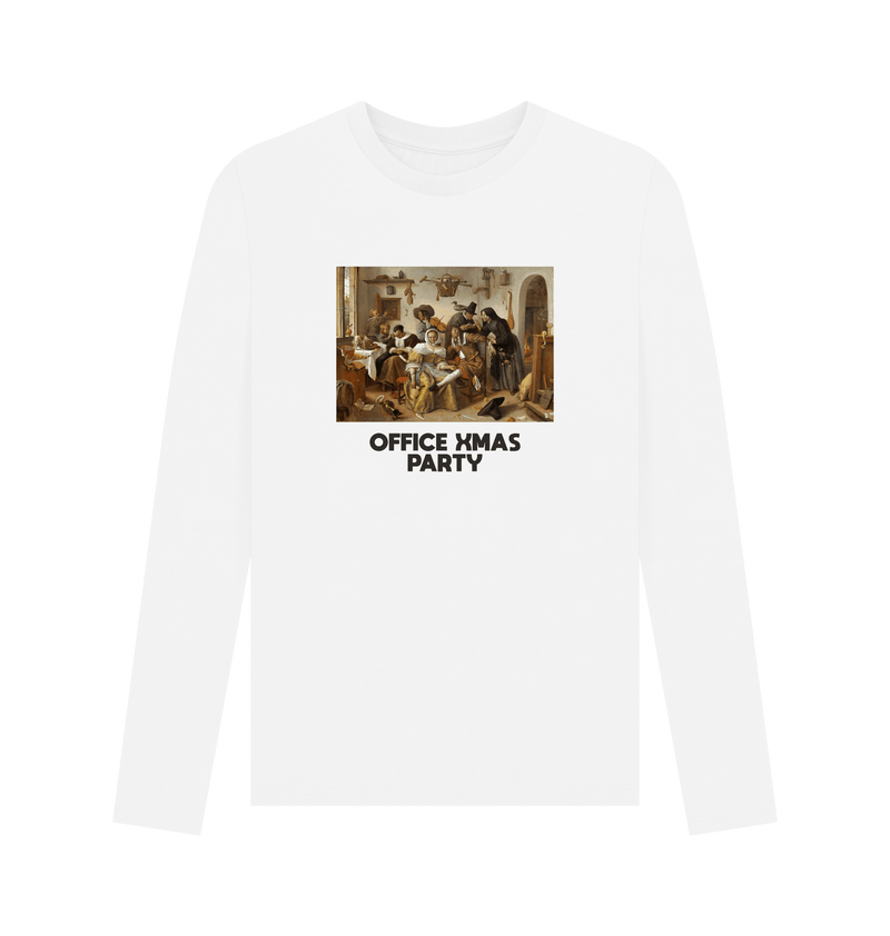 White Printed Long Sleeve T Shirt Front