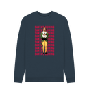 Navy Blue Printed Sweater Front