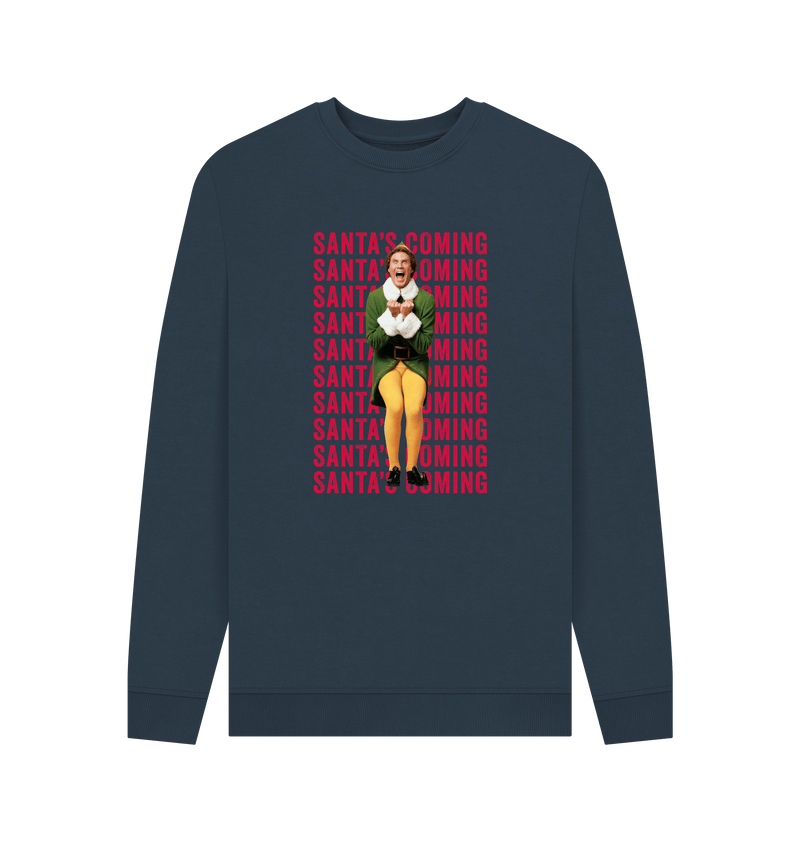 Navy Blue Printed Sweater Front