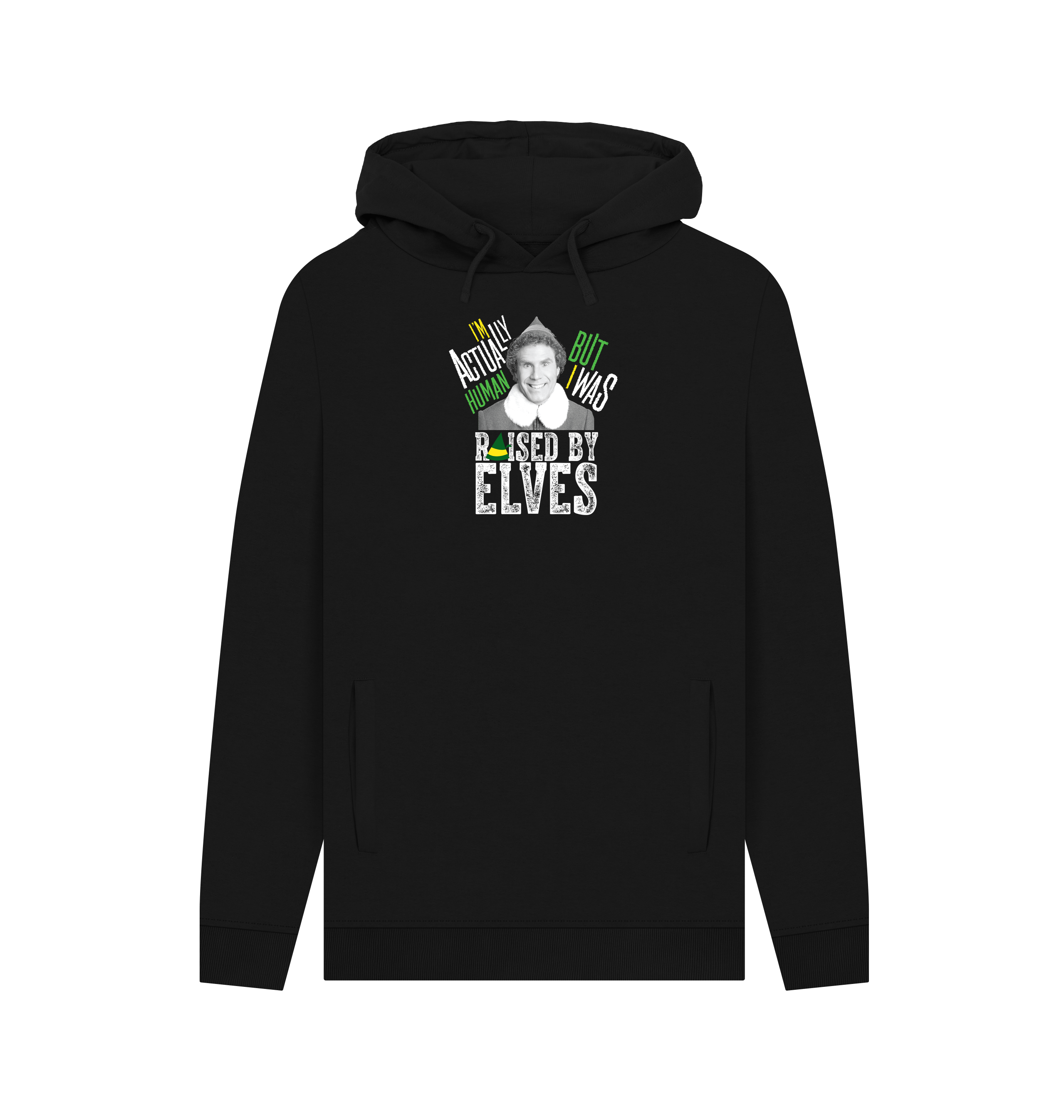 Black Printed Hoody Front