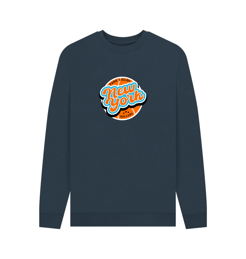 Navy Blue Printed Sweater Front