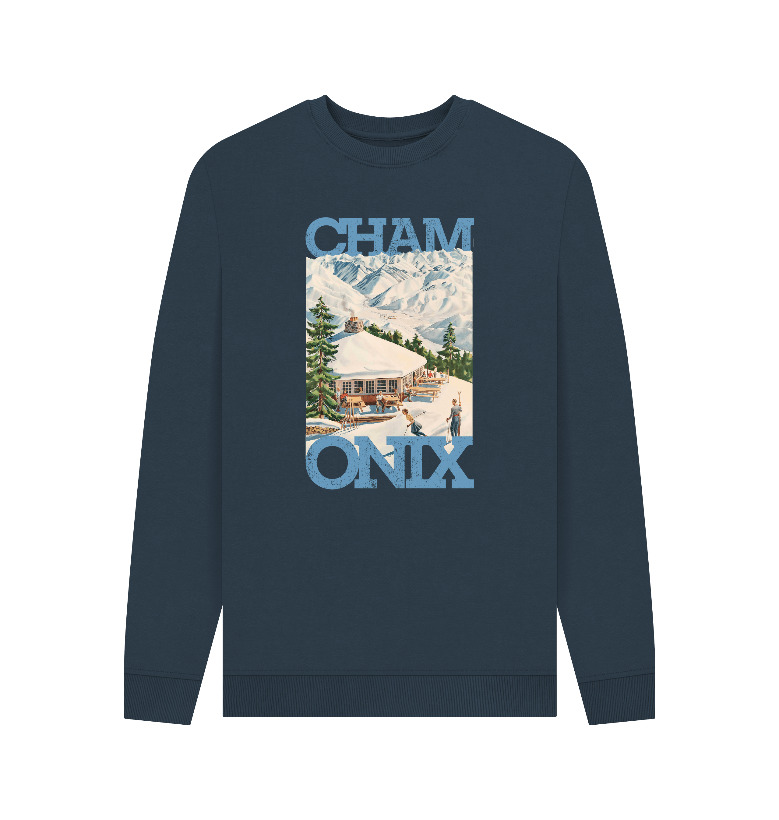 Navy Blue Printed Sweater Front